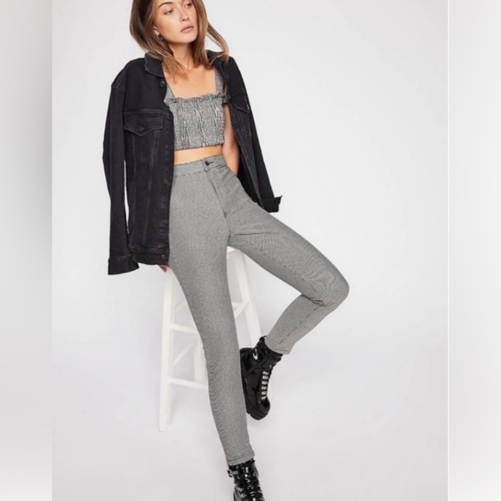 Free People We The Free Belle Skinny Houndstooth Pants Sz 27